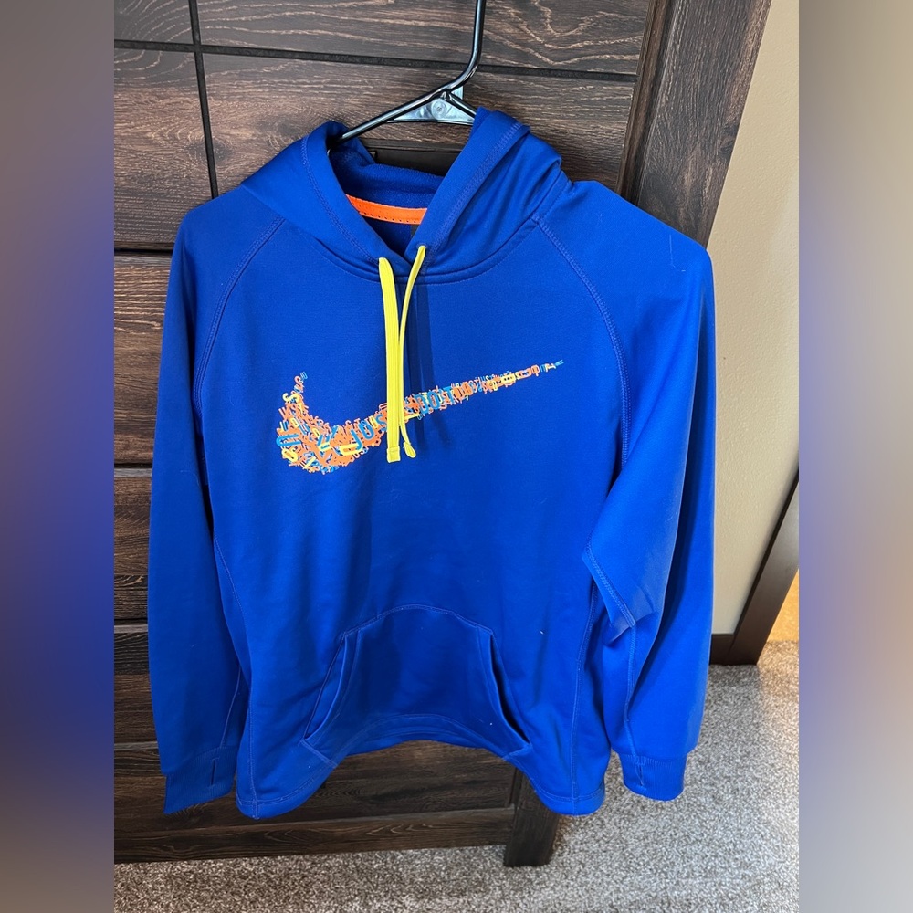 Royal Blue Pullover Hoodie with Yellow Accents